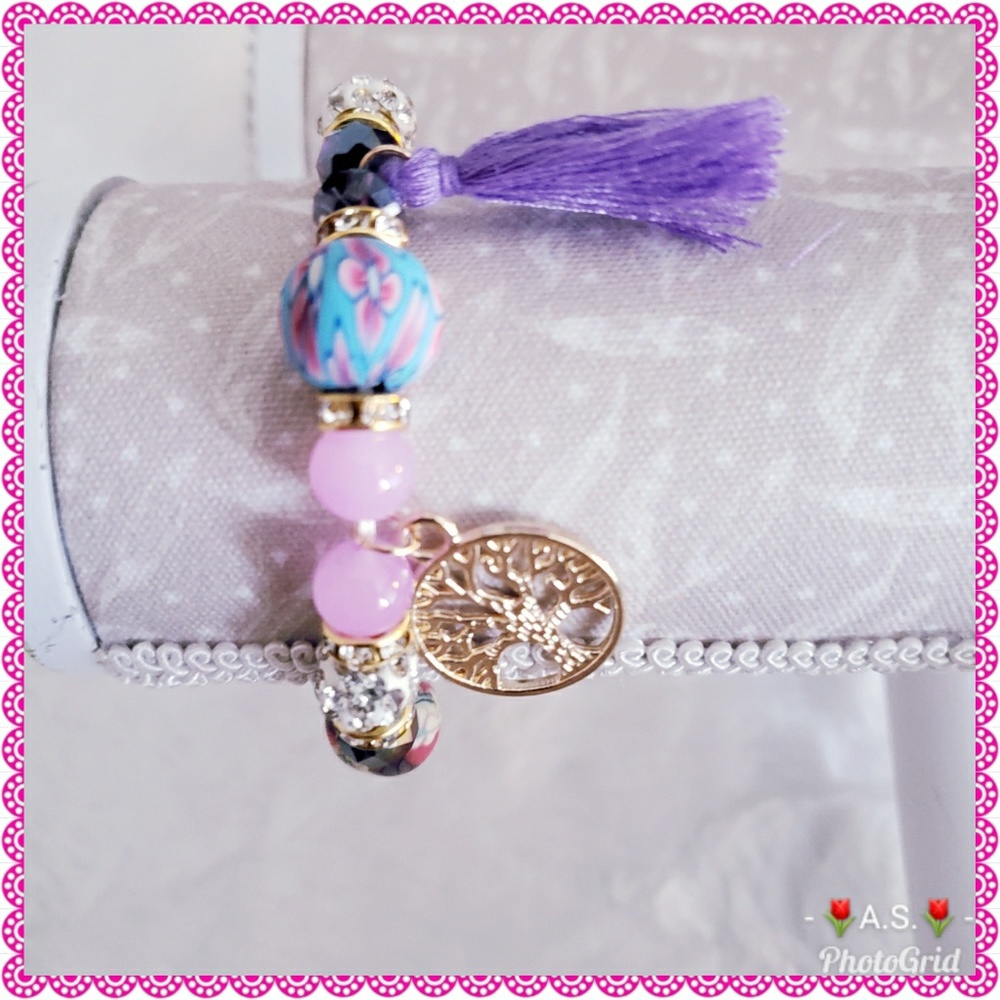 ⬇️$30 Tree of Life Bracelet Beads Purple Tassel - Picture 3 of 8